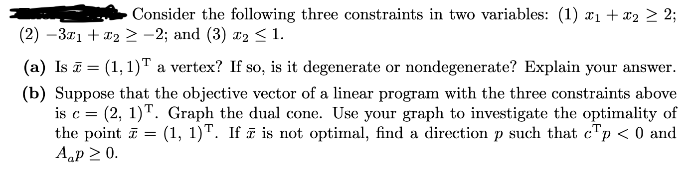 Solved Consider the following three constraints in two | Chegg.com