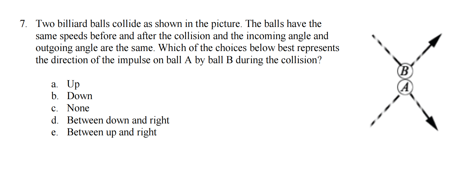Solved 7. Two billiard balls collide as shown in the