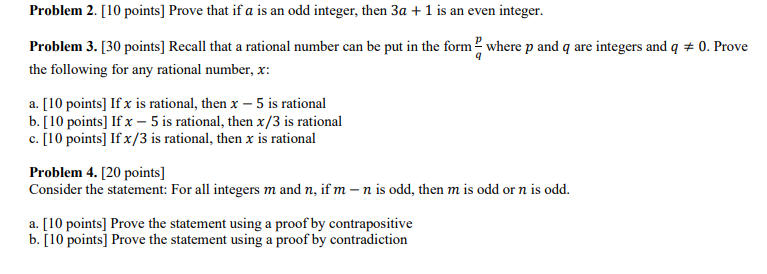 Problem 3. \( \left[30\right. \) points] Recall that a rational number can be put in the form \( \frac{p}{q} \) where \( p \)