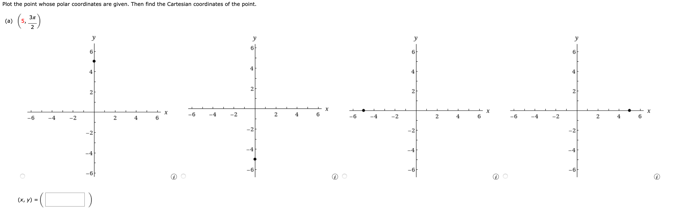 Find the cartesian coordinates of the hotsell points whose polar coordinates are given