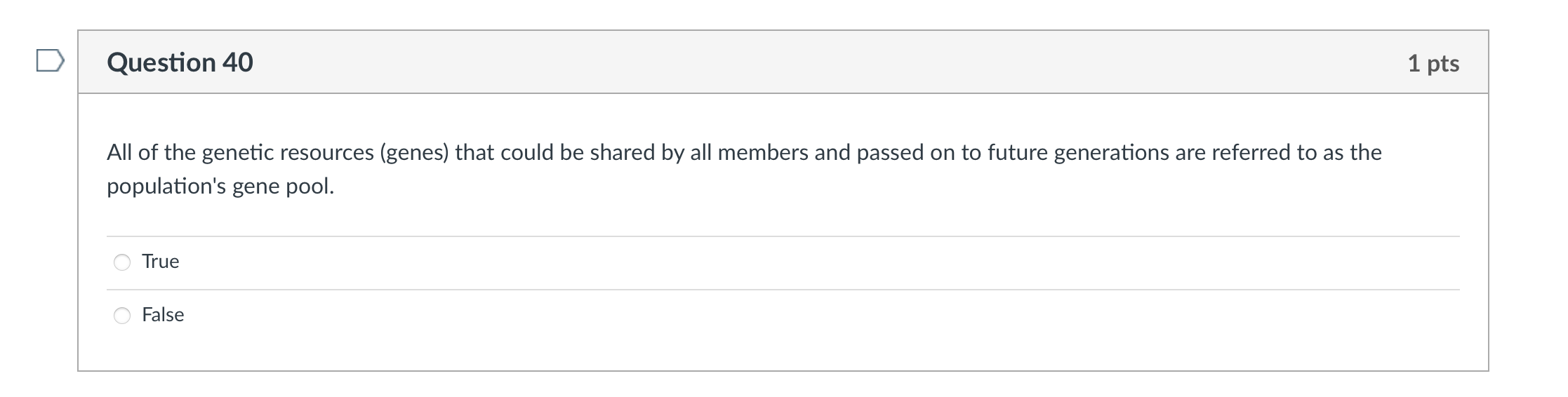 Solved D Question 40 1 pts All of the genetic resources | Chegg.com