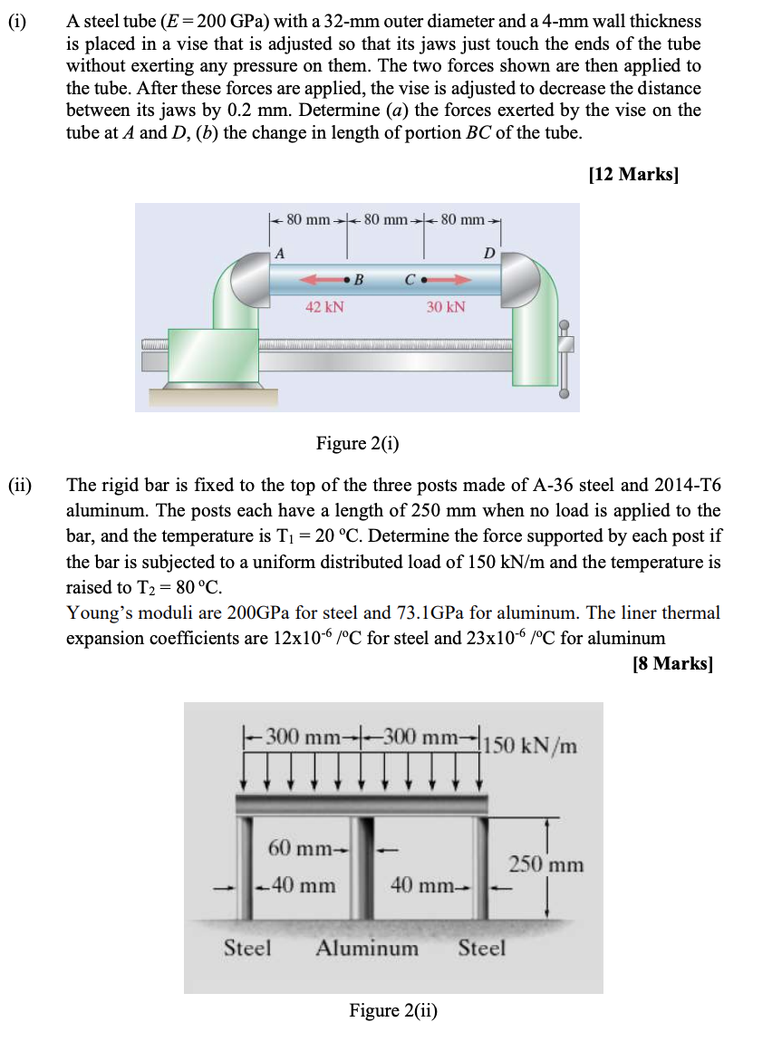 Solved (i) A steel tube (E = 200 GPa) with a 32mm outer