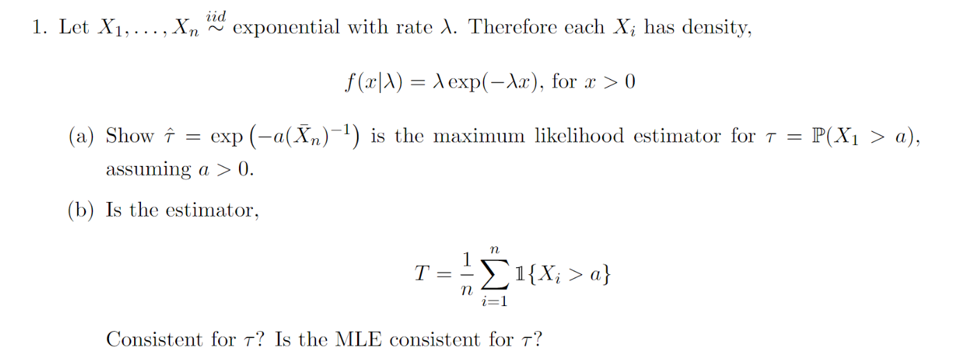 Solved Let x1,dots,xn∼iid ﻿exponential with rate λ. | Chegg.com