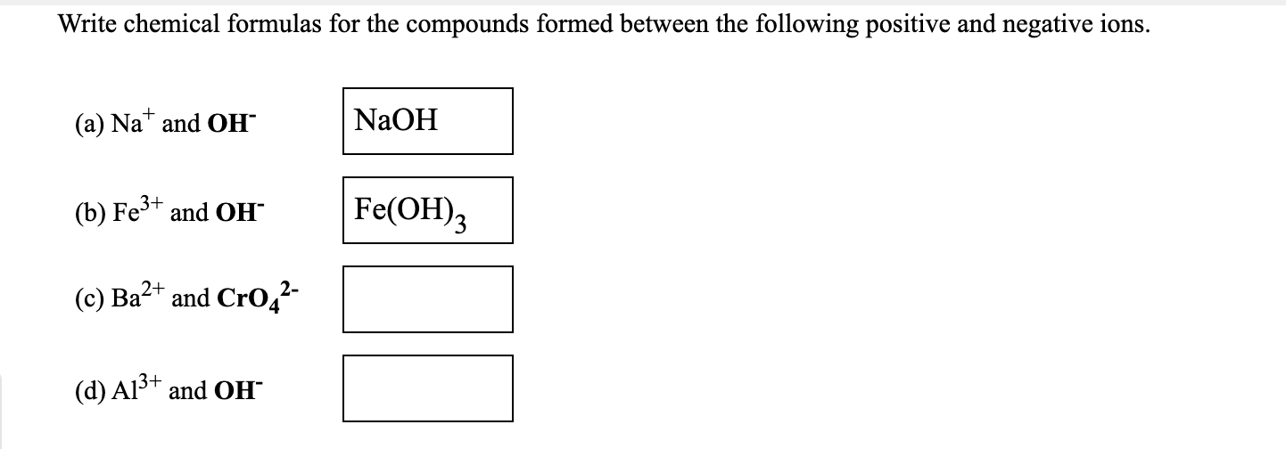 Solved Write chemical formulas for the compounds formed | Chegg.com