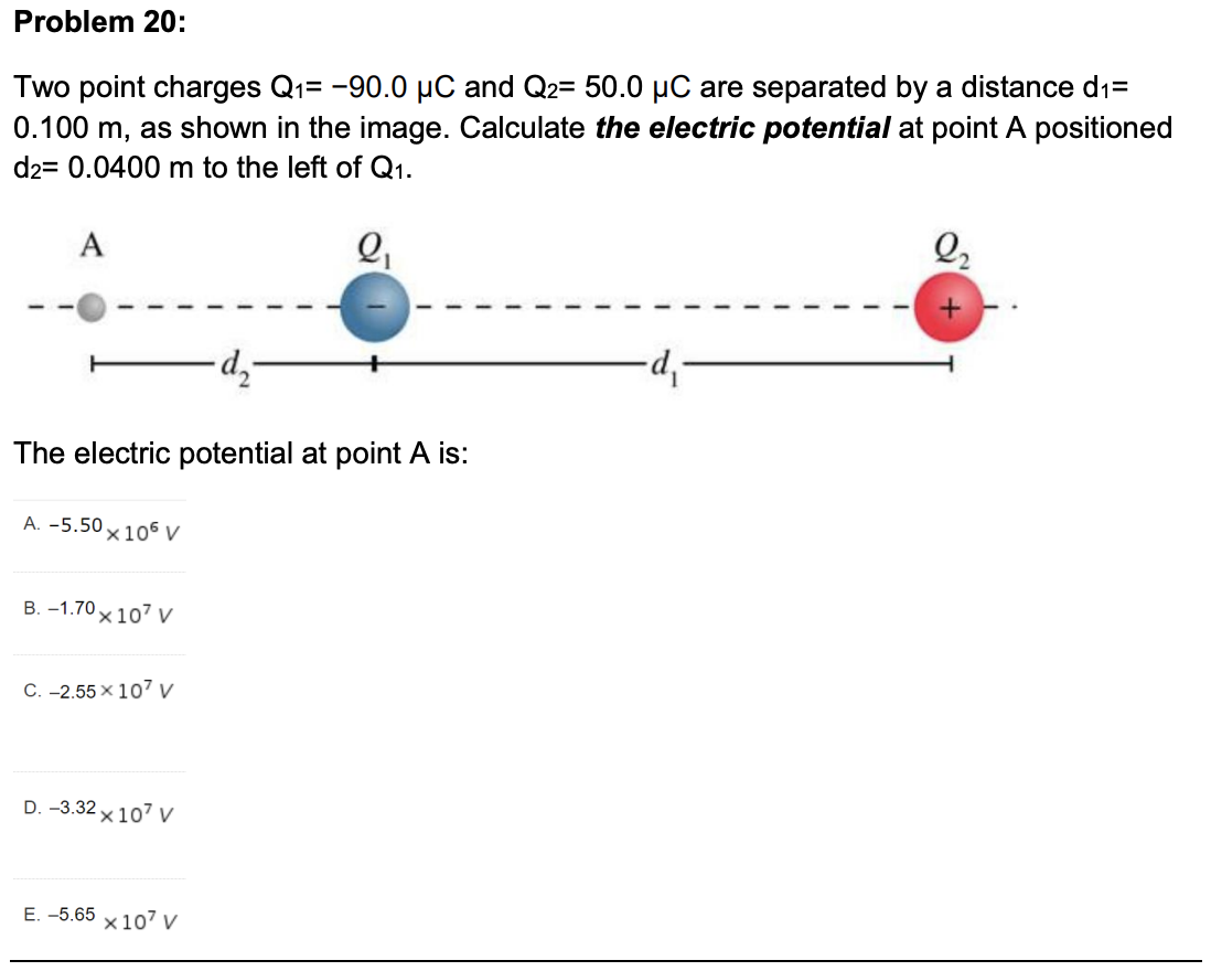 Solved Two Point Charges Q1−900μc And Q2500μc Are 7826