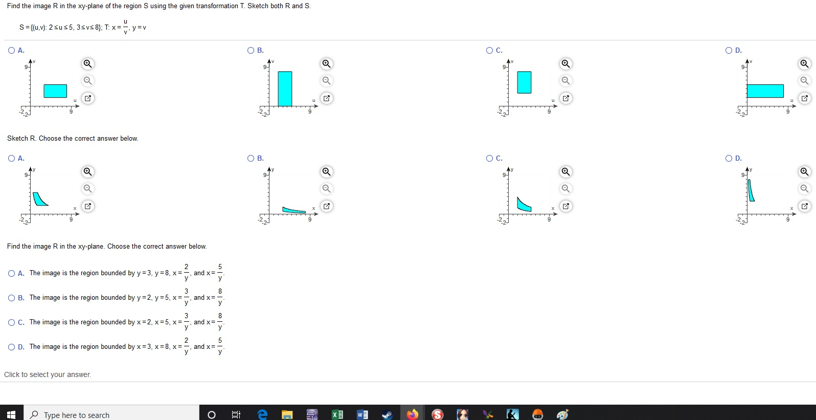 Solved Find The Image R In The Xy Plane Of The Region S U Chegg Com