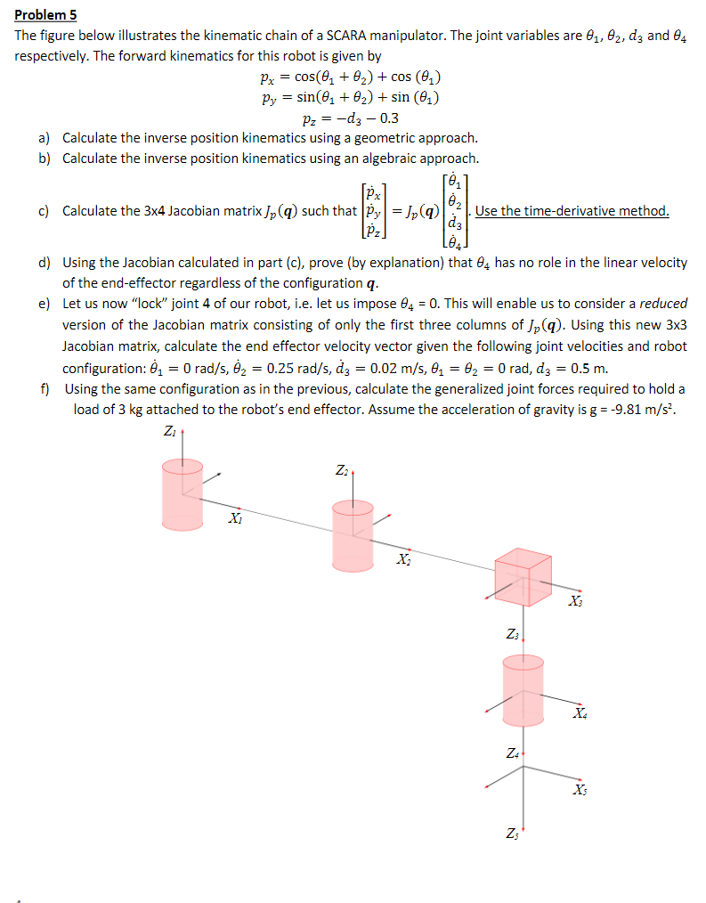 Solved Problem 5 The figure below illustrates the kinematic | Chegg.com