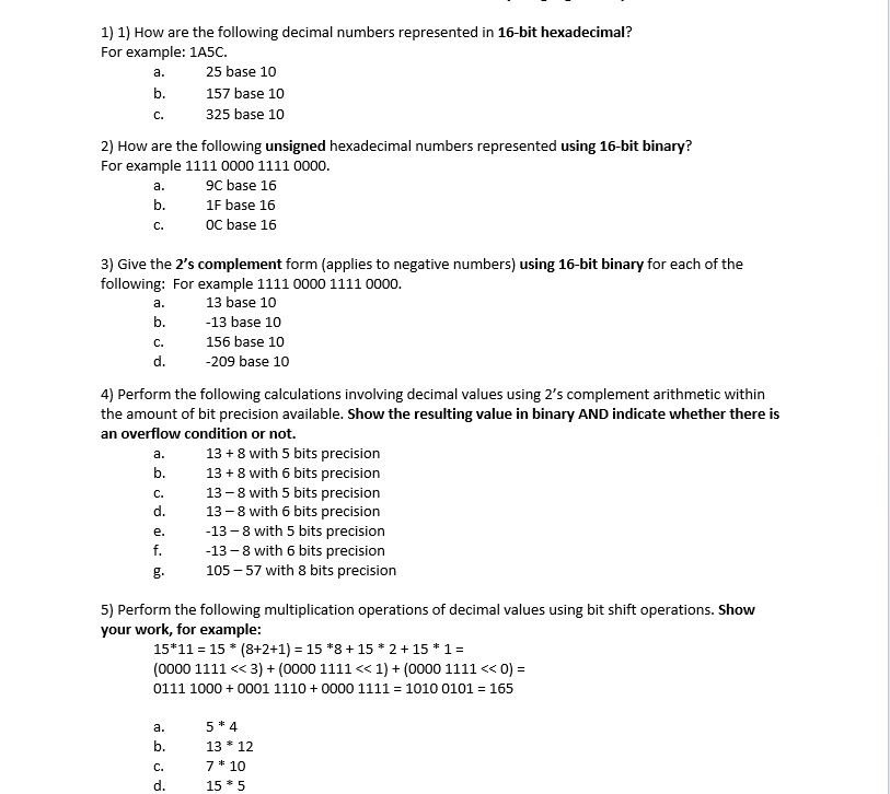 Solved 1) 1) How are the following decimal numbers | Chegg.com