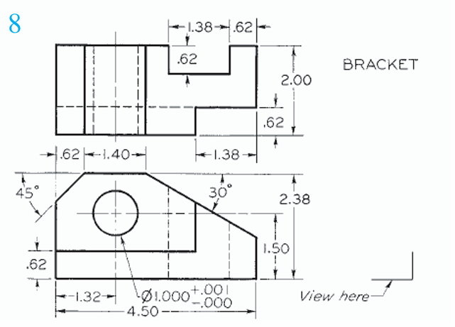 Solved Draw the right side view and the auxiliary view with | Chegg.com