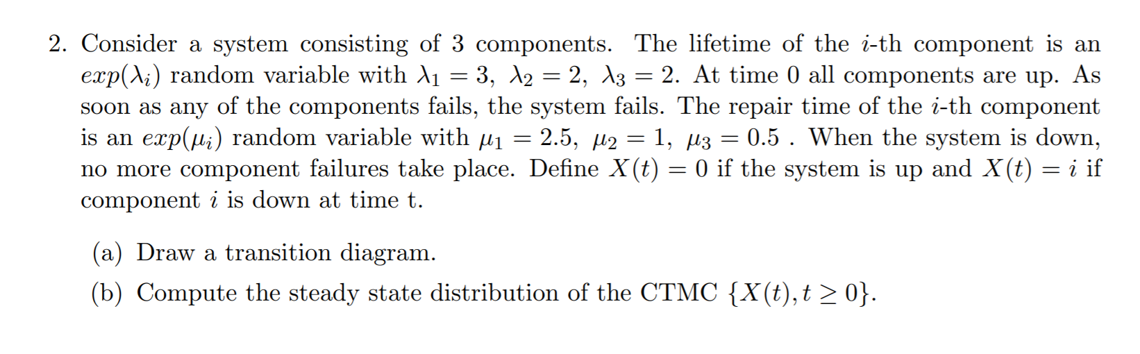 2. Consider a system consisting of 3 components. The | Chegg.com