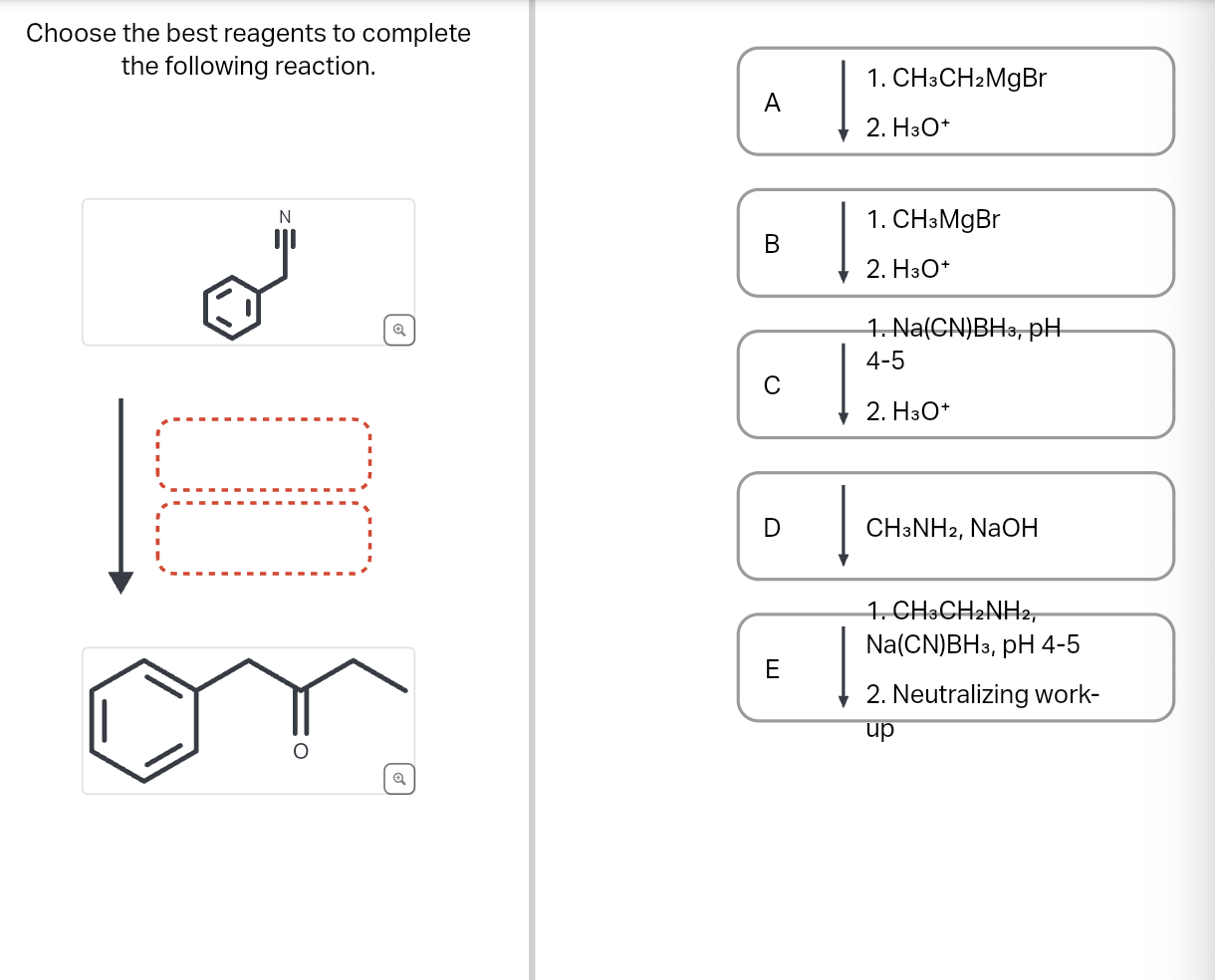 Solved Choose the best reagents to complete the following