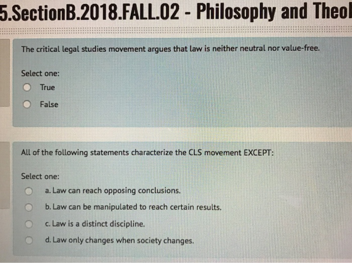 5.SectionB.2018.FALL.02 Philosophy And Theol The | Chegg.com