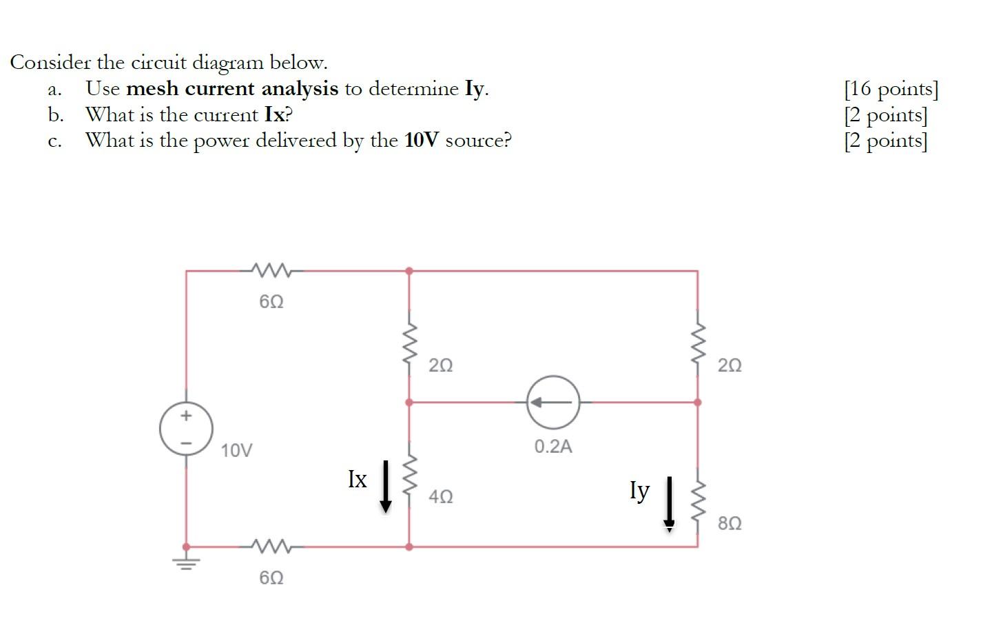 Solved Consider the circuit diagram below. a. Use mesh | Chegg.com