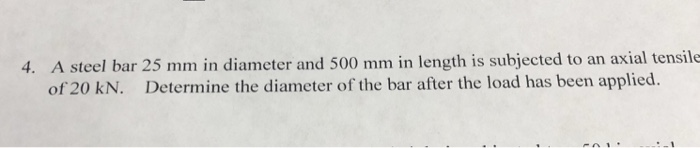 Solved 4. A steel bar 25 mm in diameter and 500 mm in length | Chegg.com