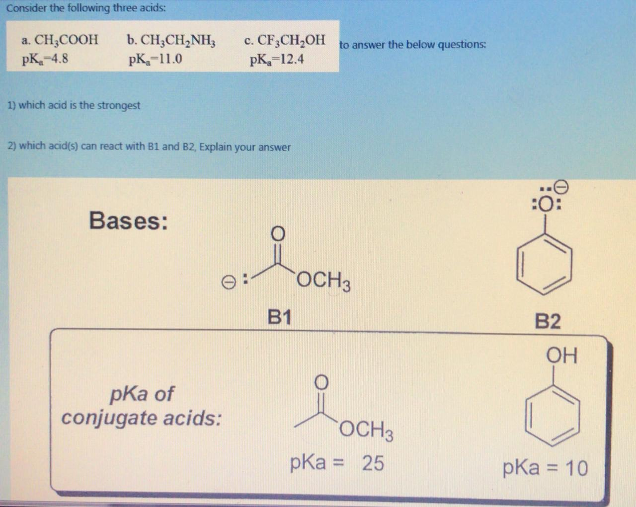Solved Consider the following three acids: c. CF3CH2OH to | Chegg.com