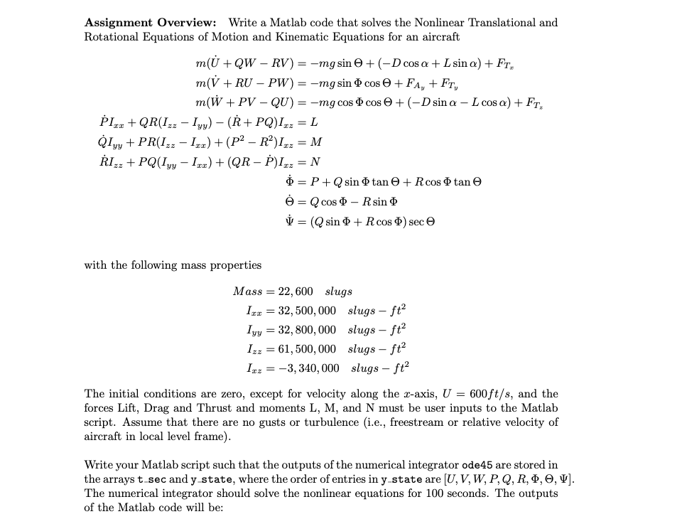 Assignment Overview: Write a Matlab code that solves | Chegg.com
