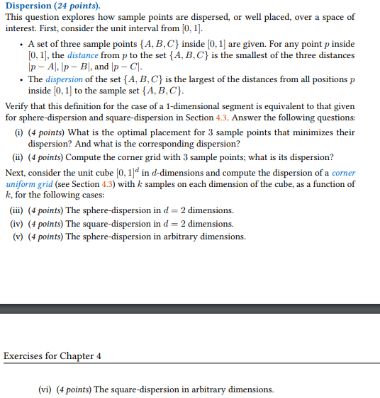 . Dispersion (24 points). This question explores how | Chegg.com