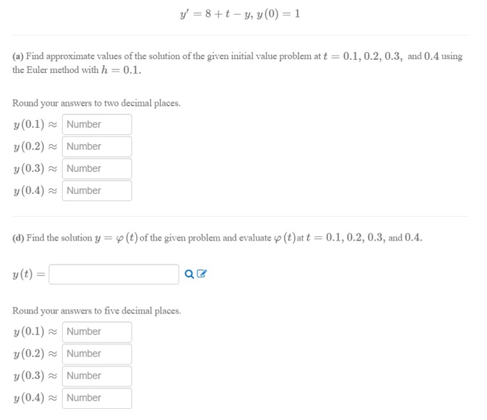 Solved (a) Find Approximate Values Of The Solution Of The | Chegg.com