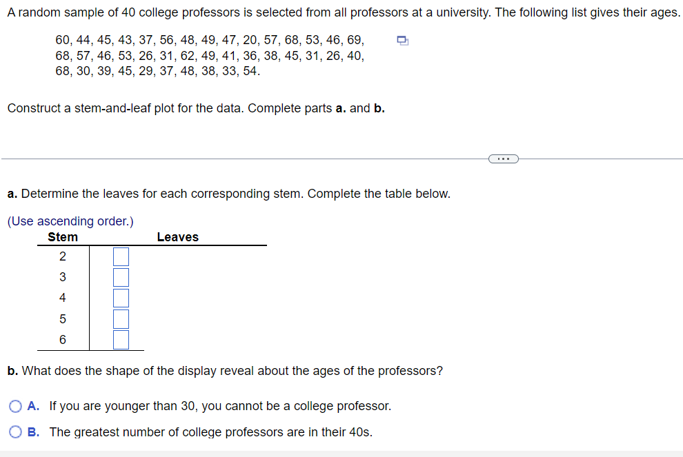 Solved A random sample of 40 college professors is selected | Chegg.com