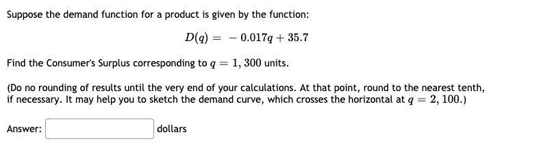 Solved Suppose the demand function for a product is given by | Chegg.com