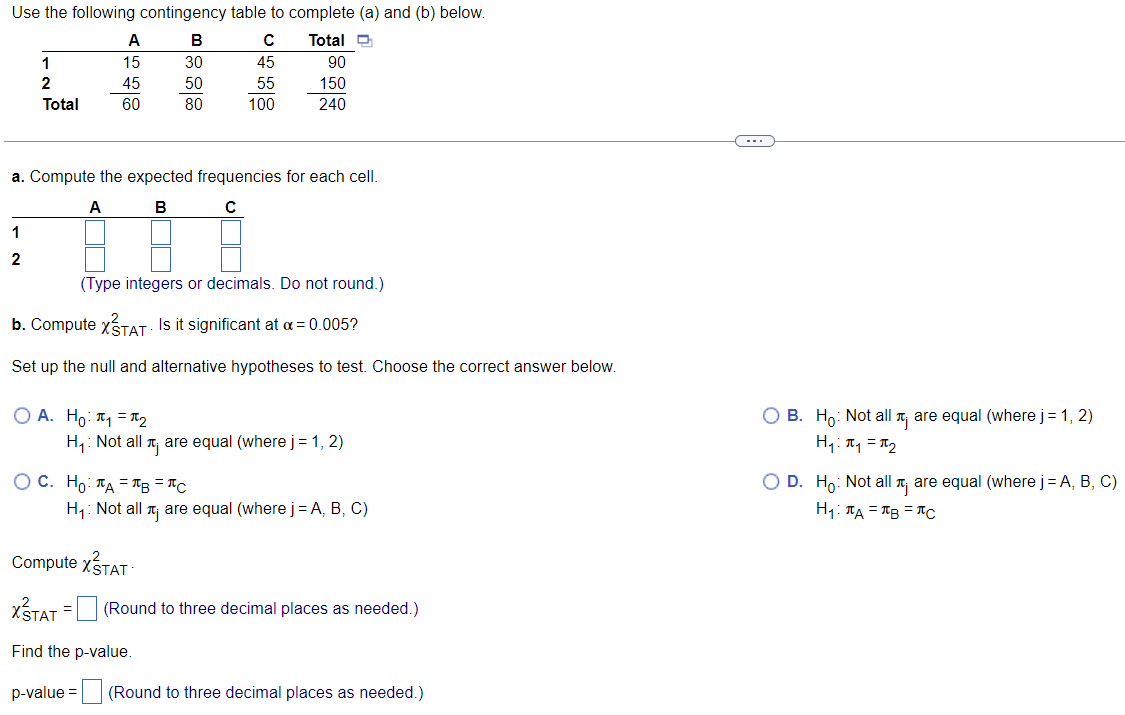 Solved Use The Following Contingency Table To Complete (a) | Chegg.com