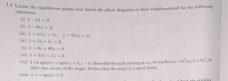 Solved 1.1 Locate the equilibrium points and sketch the | Chegg.com