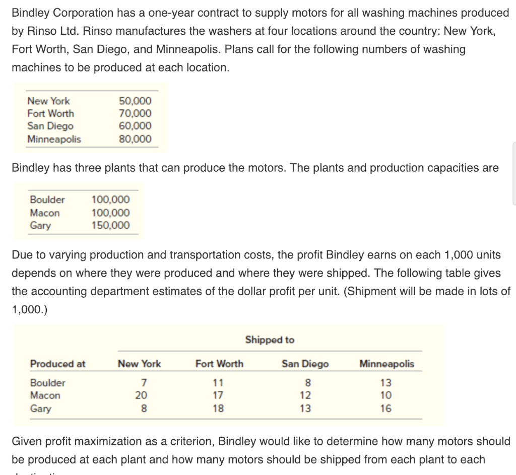 Solved Bindley Corporation has a oneyear contract to supply