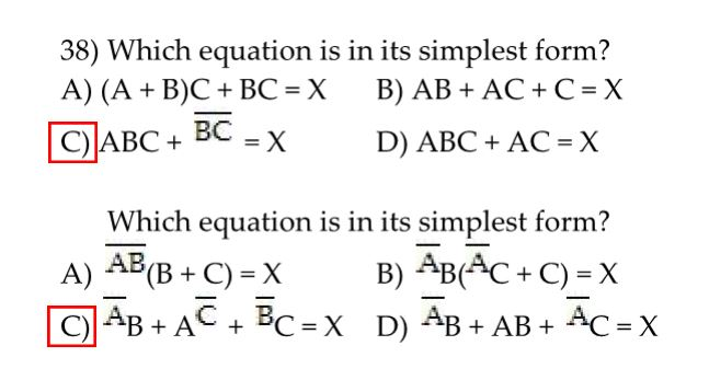 Solved 38) Which equation is in its simplest form? A) (A + | Chegg.com