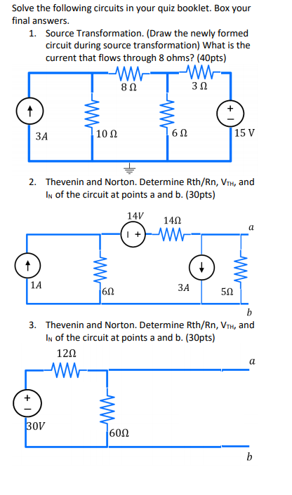 Solved Solve The Following Circuits In Your Quiz Booklet. | Chegg.com