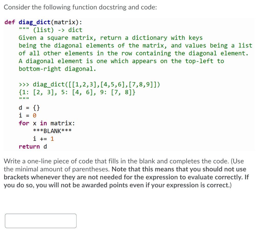 Solved Consider the following function docstring and code Chegg