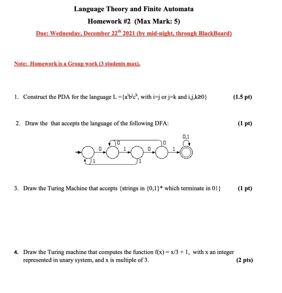 Solved Language Theory And Finite Automata Homework #2 (Max | Chegg.com