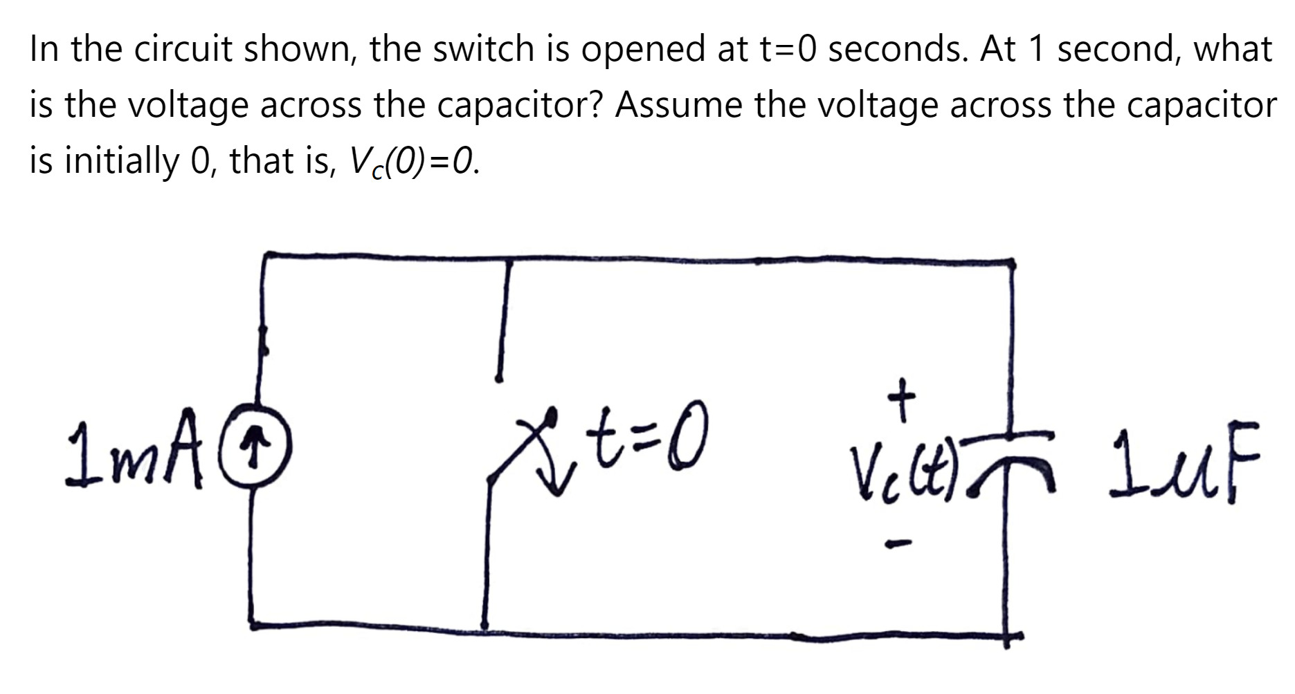 Solved In the circuit shown, the switch is opened at t=0 | Chegg.com