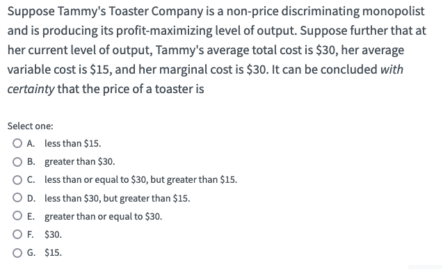 Solved Suppose Tammy's Toaster Company is a non-price | Chegg.com