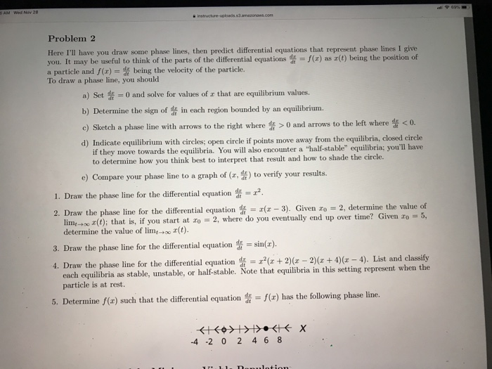 Solved Problem 2 Here I'll have you draw some phase lines, | Chegg.com