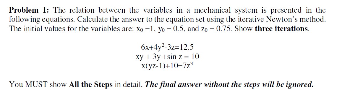 Solved Problem 1: The relation between the variables in ﻿a | Chegg.com