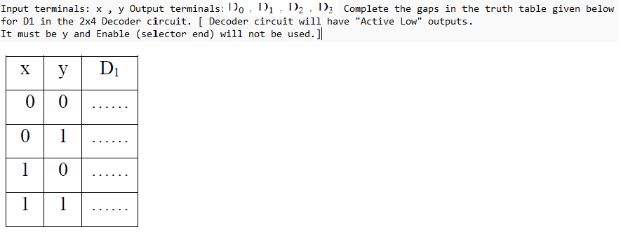 Solved input terminals: x, y Output terminals: | Chegg.com