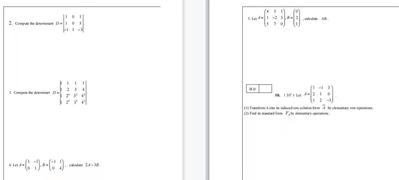 Solved 4 3 1 5. Let A = 1 -2 3 , B = 5 70 0 1 2. Compute the | Chegg.com