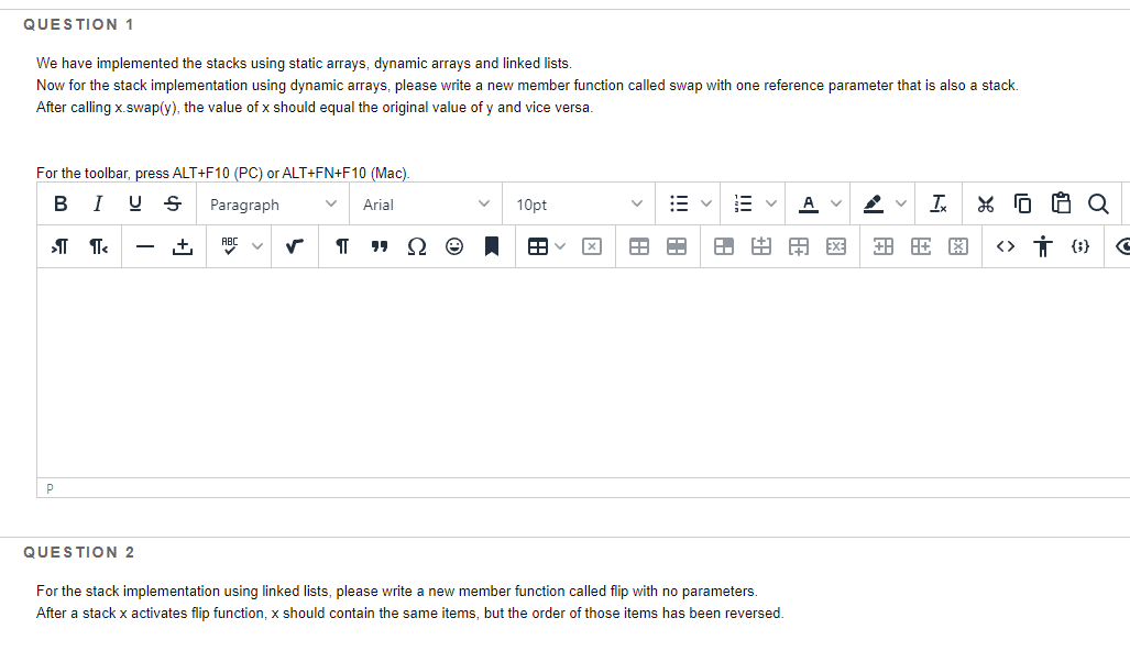 Solved QUESTION 1 We have implemented the stacks using | Chegg.com