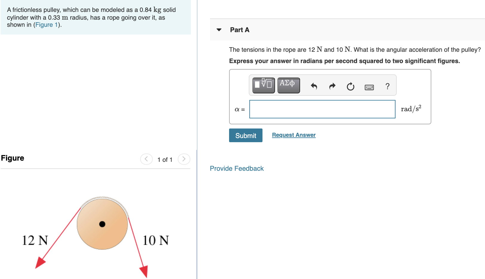 Solved A frictionless pulley, which can be modeled as a 0.84