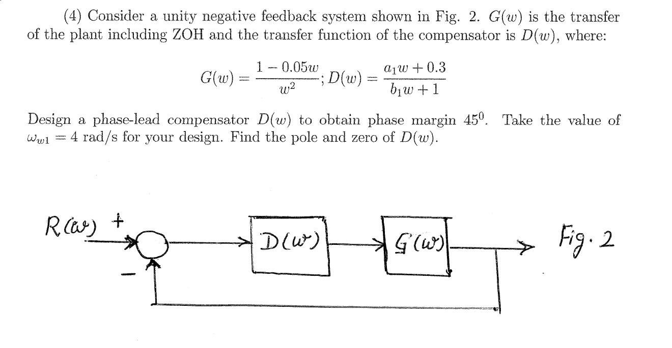 Solved (4) Consider a unity negative feedback system shown | Chegg.com