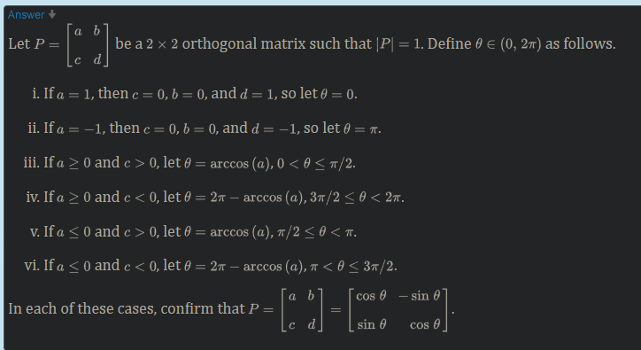 Solved Let P be a 2x2 orthogonal matrix such that |P|=1. | Chegg.com