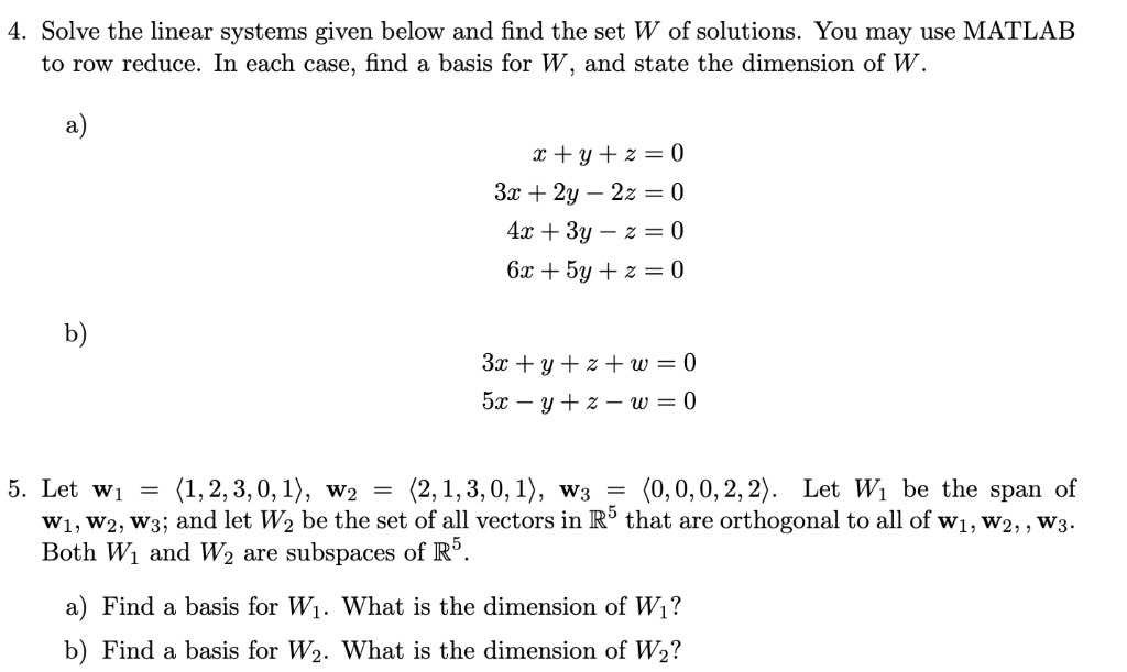 Solved 4. Solve the linear systems given below and find the | Chegg.com