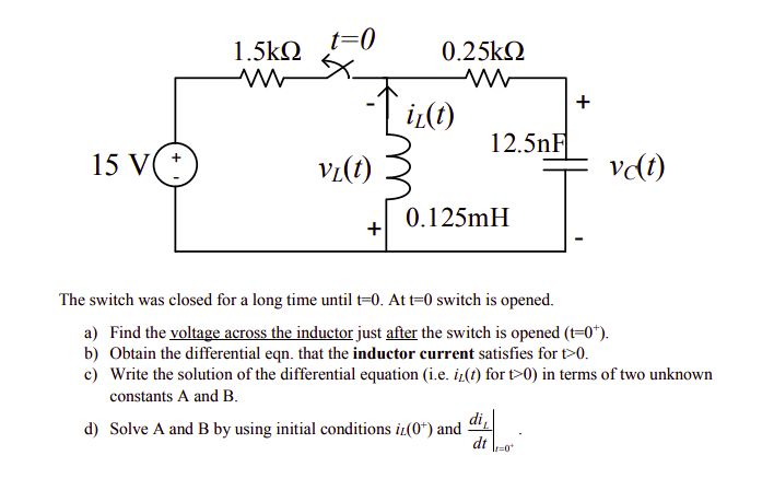 Solved 1 5kq2 T 0 0 Iz T 12 5nf 15 V Vi T Vdt Chegg Com