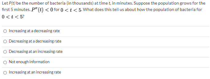 Solved Let P(t) be the number of bacteria (in thousands) at | Chegg.com