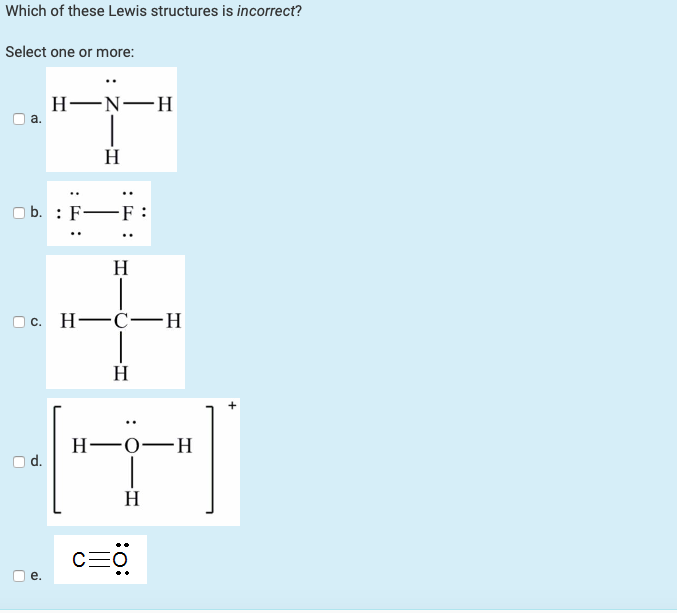 Which Of These Lewis Structures Is Incorrect