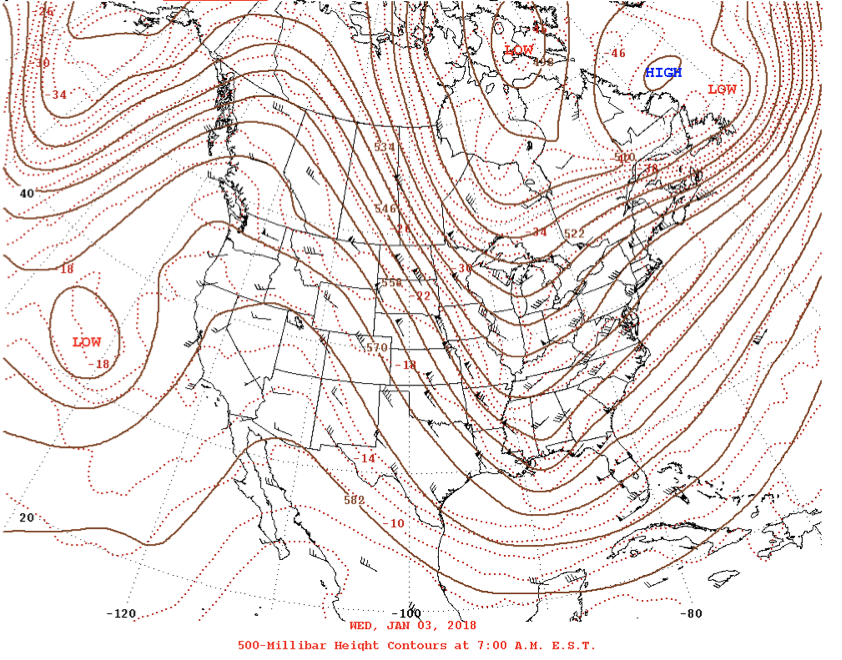 Solved On the 500 mb pressure upper air map below, | Chegg.com