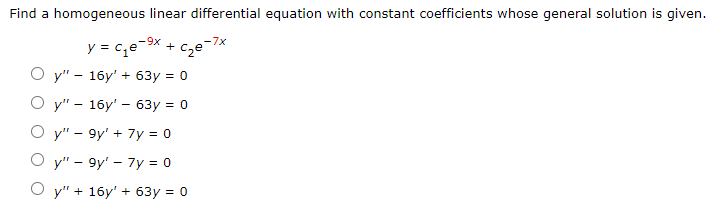 Solved Find A Homogeneous Linear Differential Equation With 