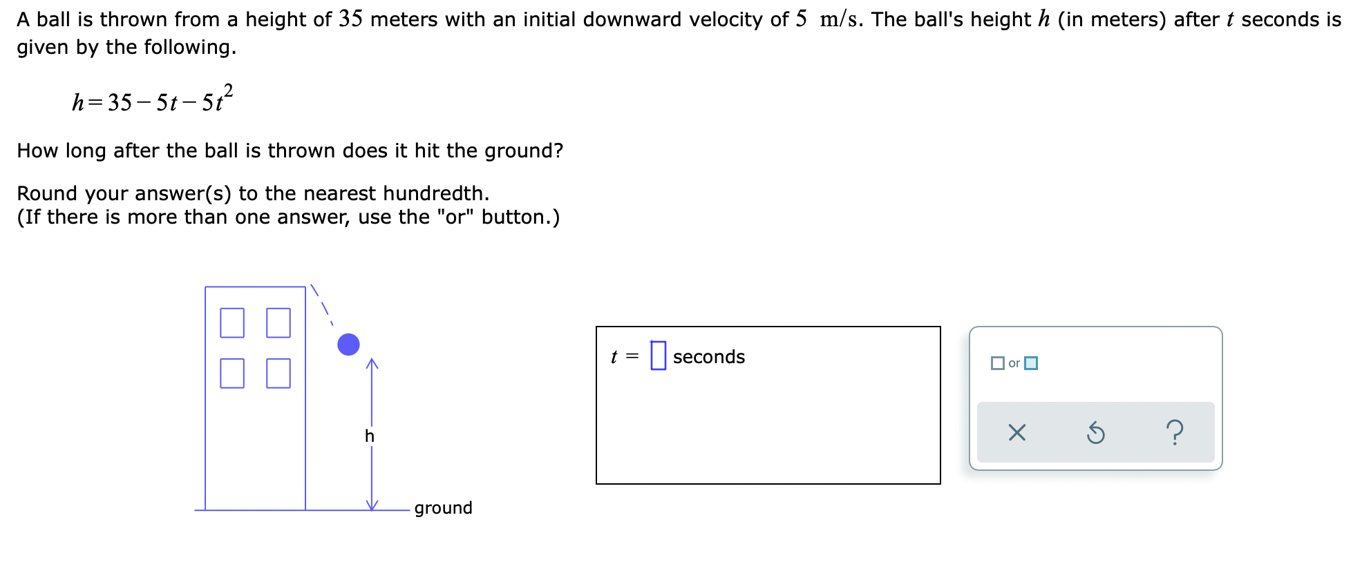 Solved A ball is thrown from a height of 35 meters with an | Chegg.com