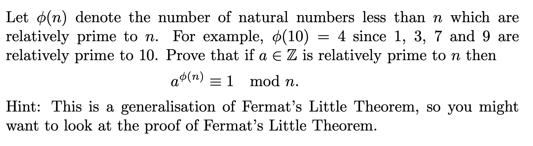 Solved Let (n) Denote The Number Of Natural Numbers Less | Chegg.com