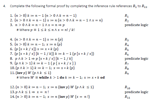 Solved Complete The Following Formal Proof By Completing The | Chegg.com